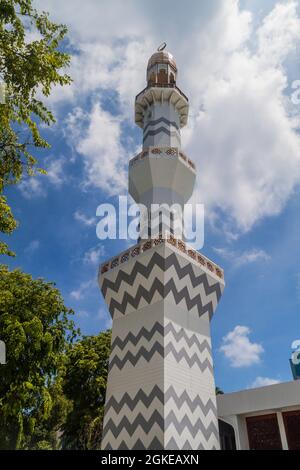 Minarett der Großfreitagsmoschee in Male, Malediven. Stockfoto