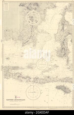 Indonesien Java Sunda-Inseln Sulawesi Borneo ADMIRALTY Chart 1867 (1954) Karte Stockfoto