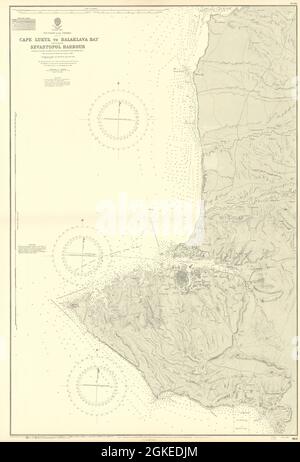 Krim SW Coast Balaklava Bay Sewastopol Harbour ADMIRALTY Chart 1887 (1954) map Stockfoto