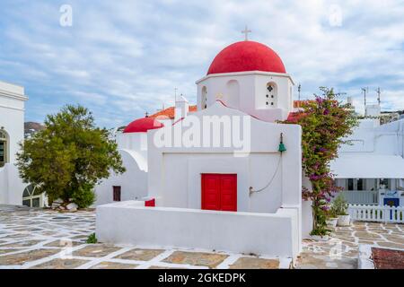 Kykladische Griechisch-Orthodoxe Kirche, Altstadt Chora, Mykonos-Stadt, Mykonos, Kykladen, Griechenland Stockfoto