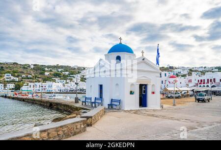 Kykladische Griechisch-Orthodoxe Kirche, Altstadt Chora, Mykonos-Stadt, Mykonos, Kykladen, Griechenland Stockfoto