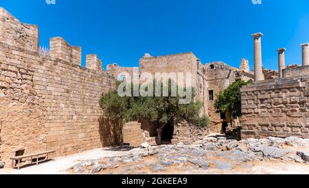 Akropolis von Lindos, antike Zitadelle, Lindos, Rhodos, Dodekanes, Griechenland Stockfoto