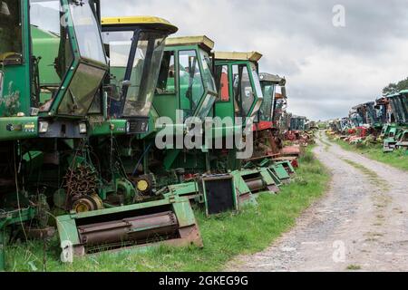 Mähdrescher-Rückgewinnungshof, Battle Bridge Farm, Alnwick, Northumberland, Großbritannien Stockfoto