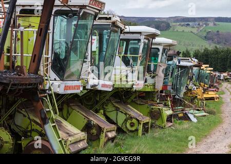 Mähdrescher-Rückgewinnungshof, Battle Bridge Farm, Alnwick, Northumberland, Großbritannien Stockfoto