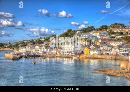 St Mawes Cornwall Harbour Roseland Peninsula UK Bunte HDR Stockfoto