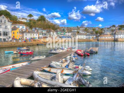 St Mawes Cornwall Harbour Roseland Peninsula UK Bunte HDR Stockfoto