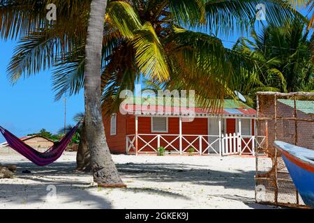Haus, Fischerdorf Mano Juan, Isla Saona, Parque Nacional del Este, Dominikanische Republik Stockfoto