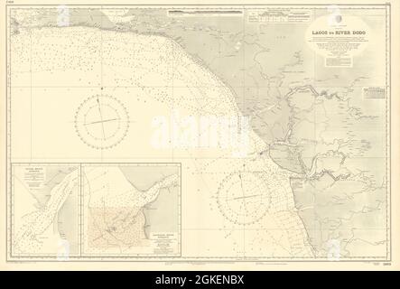 Nigeria W Coast Lagos-Dodo Benin Escravos-Ufer ADMIRALTY Chart 1929 (1957) map Stockfoto