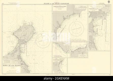 Kanarische Häfen Teneriffa Gran Canaria Palma ADMIRALTY Chart 1940 (1954) map Stockfoto