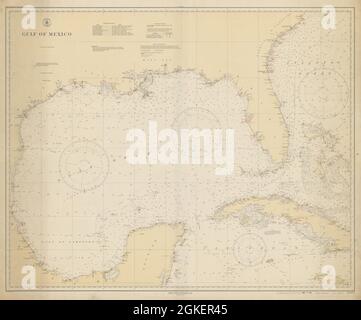 Golf von Mexiko. Karibische Westindische Inseln. USCGS Seekarte 1928 (1930) alte Karte Stockfoto