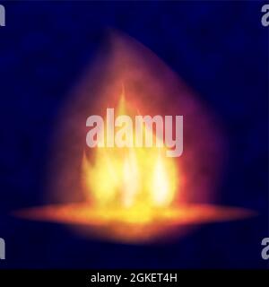 Vektor brennendes Lagerfeuer. Heiße flackernde Flamme mit Funken. Flammenzungen. Flackern einer Taschenlampe. Heller brennender Effekt einer Kerze. Stock Vektor