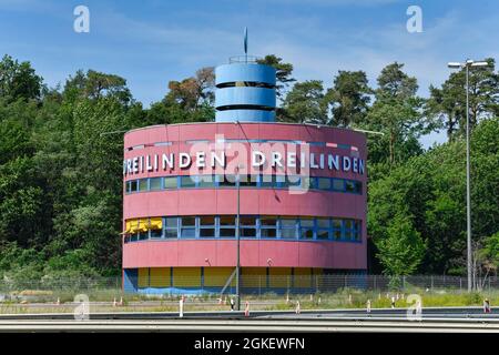 Ehemaliger Dreilinden Grenzübergang, Dreilinden, Zehlendorf, Berlin, Deutschland Stockfoto