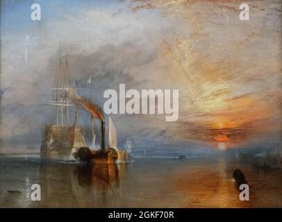 JMW Turner Malerei - The Fighting Temeraire, Ölgemälde 1838; 19. Jahrhundert britischer Maler der Romantik Stockfoto