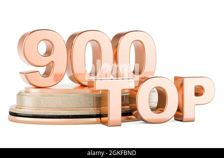 Top 900, Podestpreis. 3D-Rendering auf weißem Hintergrund isoliert Stockfoto