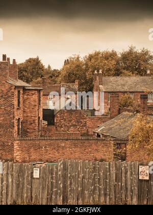 Ein Blick auf Arbeiterhäuser vom Black Country Living Museum Stockfoto