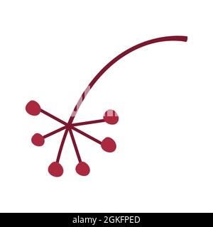 Kleiner Zweig aus roten Herbst- oder Winterbeeren. Einfaches botanisches Flachelement und Clipart für die Gestaltung von Verpackung, Grußkarte, Werbebanner. Stock Vektor