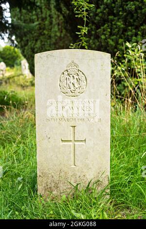 Der Grabstein des Royal Flying Corps Second Lieutenant E P Wykes auf dem Old Cemetery in Southampton, Hampshire, England Stockfoto