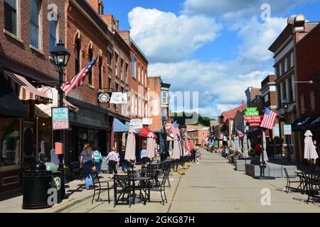 Historisches Einkaufsviertel in der Innenstadt von Galena, Illinois. Stockfoto