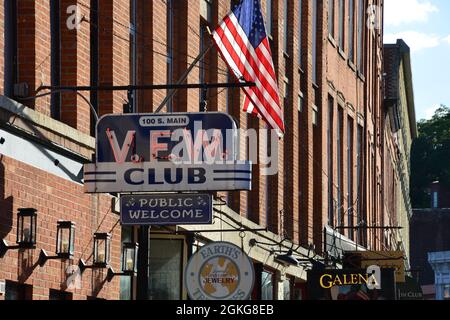 Historisches Einkaufsviertel in der Innenstadt von Galena, Illinois. Stockfoto