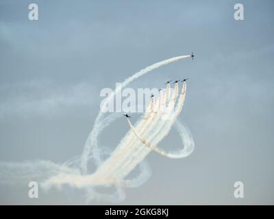 Patrulla Aguila auf der Torre del Mar Airshow 2021, Malaga, Spanien. Stockfoto