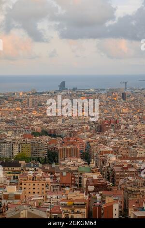 Luftaufnahme von Barcelona von Guinardo Bunkern Stockfoto