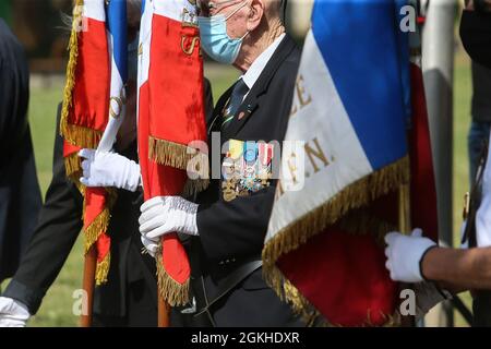 Frankreich, Valence, 2021-06-18. Militärzeremonie zum Gedenken an den Appell des 18. Juni durch General de Gaulle am Memorial de la Resistance. Foto Stockfoto