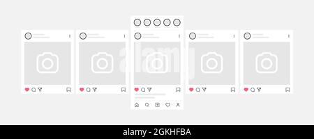 Kiew, Ukraine - 1. August 2021: Interface-Karussell als Instagram posten. Instagram Carousel Post Interface Mockup Vorlage. Stock Vektor