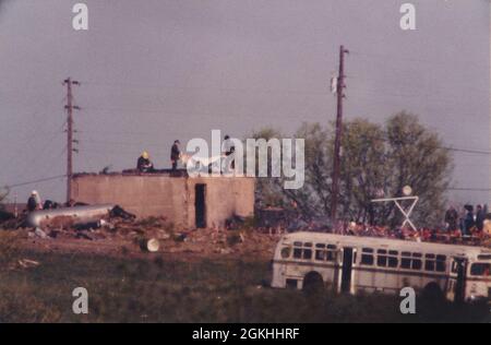 ©1993 nach dem Brand auf dem Branch Davidian-Gelände in Waco, Texas, am 19. April 1993, bei dem über 75 Menschen getötet wurden, darunter zwei Dutzend Kinder. Stockfoto