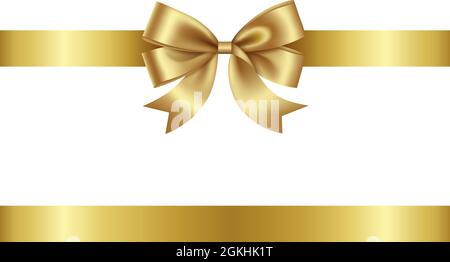 Goldene Schleife und Bändchenvektor. Schleife mit Band für weihnachten und Geburtstag Dekorationen Stock Vektor