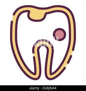 Icon Vector of Hollow Tooth - Line Cut Style - einfache Illustration, editierbare Kontur, Design Template Vector, gut für Drucke, Poster, Werbung, Stock Vektor