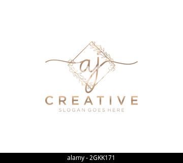 AJ feminine Logo Schönheit Monogramm und elegantes Logo-Design, Handschrift Logo der ursprünglichen Signatur, Hochzeit, Mode, Blumen und botanischen mit kreativen Stock Vektor