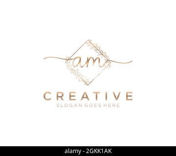 AM feminine Logo Schönheit Monogramm und elegantes Logo-Design, Handschrift Logo der ursprünglichen Signatur, Hochzeit, Mode, Blumen und botanischen mit kreativen Stock Vektor
