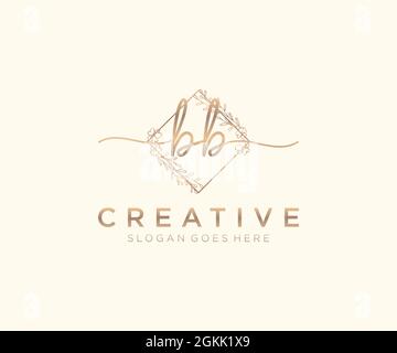 BB feminine Logo Schönheit Monogramm und elegantes Logo-Design, Handschrift Logo der ursprünglichen Signatur, Hochzeit, Mode, Blumen und botanischen mit kreativen Stock Vektor