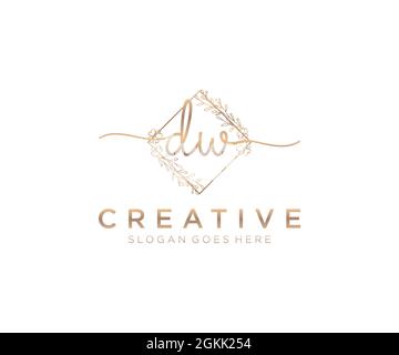 DW feminine Logo Schönheit Monogramm und elegantes Logo-Design, Handschrift Logo der ursprünglichen Signatur, Hochzeit, Mode, Blumen und botanischen mit kreativen Stock Vektor