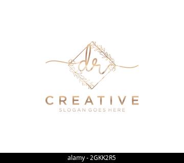DR feminine Logo Schönheit Monogramm und elegantes Logo-Design, Handschrift Logo der ursprünglichen Signatur, Hochzeit, Mode, Blumen und botanischen mit kreativen Stock Vektor