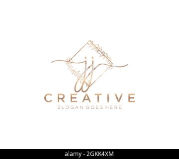 JJ feminine Logo Schönheit Monogramm und elegantes Logo-Design, Handschrift Logo der ursprünglichen Signatur, Hochzeit, Mode, Blumen und botanischen mit kreativen Stock Vektor
