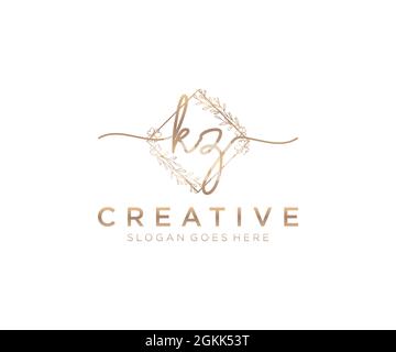 KZ feminine Logo Schönheit Monogramm und elegantes Logo-Design, Handschrift Logo der ursprünglichen Signatur, Hochzeit, Mode, floral und botanisch mit kreativen Stock Vektor