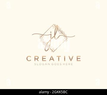 JL feminine Logo Schönheit Monogramm und elegantes Logo-Design, Handschrift Logo der ursprünglichen Signatur, Hochzeit, Mode, Blumen und botanischen mit kreativen Stock Vektor