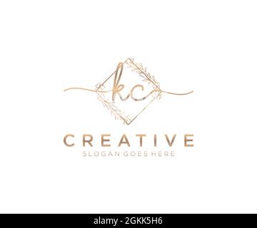 KC feminine Logo Schönheit Monogramm und elegantes Logo-Design, Handschrift Logo der ursprünglichen Signatur, Hochzeit, Mode, floral und botanisch mit kreativen Stock Vektor