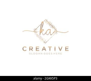 KA feminine Logo Schönheit Monogramm und elegantes Logo-Design, Handschrift Logo der ursprünglichen Signatur, Hochzeit, Mode, Blumen und botanischen mit kreativen Stock Vektor