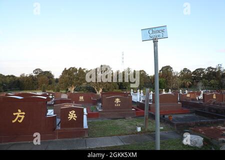 Chinesischer Teil des Friedhofs von Rookwood (Nekropole von Rookwood). Stockfoto