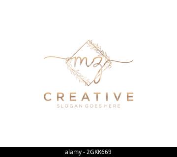 MZ feminine Logo Schönheit Monogramm und elegantes Logo-Design, Handschrift Logo der ursprünglichen Signatur, Hochzeit, Mode, floral und botanisch mit kreativen Stock Vektor