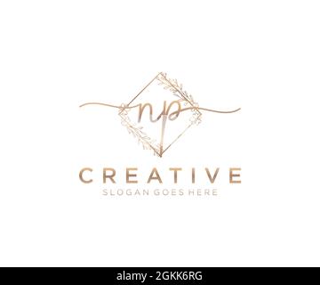 NP feminine Logo Schönheit Monogramm und elegantes Logo-Design, Handschrift Logo der ursprünglichen Signatur, Hochzeit, Mode, Blumen und botanischen mit kreativen Stock Vektor