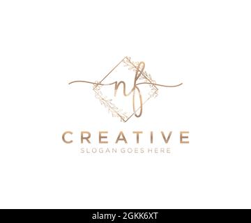NF feminine Logo Schönheit Monogramm und elegantes Logo-Design, Handschrift Logo der ursprünglichen Signatur, Hochzeit, Mode, floral und botanisch mit kreativen Stock Vektor