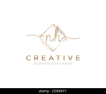 NH feminine Logo Schönheit Monogramm und elegantes Logo-Design, Handschrift Logo der ursprünglichen Signatur, Hochzeit, Mode, Blumen und botanischen mit kreativen Stock Vektor