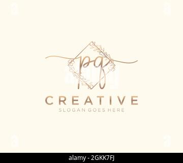 PQ feminine Logo Schönheit Monogramm und elegantes Logo-Design, Handschrift Logo der ursprünglichen Signatur, Hochzeit, Mode, Blumen und botanischen mit kreativen Stock Vektor