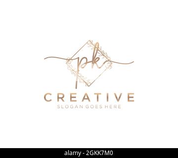 PK feminine Logo Schönheit Monogramm und eleganten Logo-Design, Handschrift Logo der ursprünglichen Signatur, Hochzeit, Mode, Blumen und botanischen mit kreativen Stock Vektor