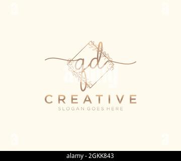 QD feminine Logo Schönheit Monogramm und elegantes Logo-Design, Handschrift Logo der ursprünglichen Signatur, Hochzeit, Mode, Blumen und botanischen mit kreativen Stock Vektor