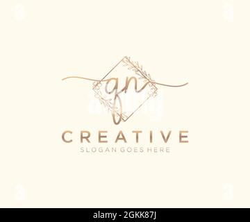 QN feminine Logo Schönheit Monogramm und elegantes Logo-Design, Handschrift Logo der ursprünglichen Signatur, Hochzeit, Mode, Blumen und botanischen mit kreativen Stock Vektor