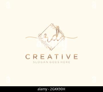 Rd feminine Logo Schönheit Monogramm und elegantes Logo-Design, Handschrift Logo der ursprünglichen Signatur, Hochzeit, Mode, Blumen und botanischen mit kreativen Stock Vektor